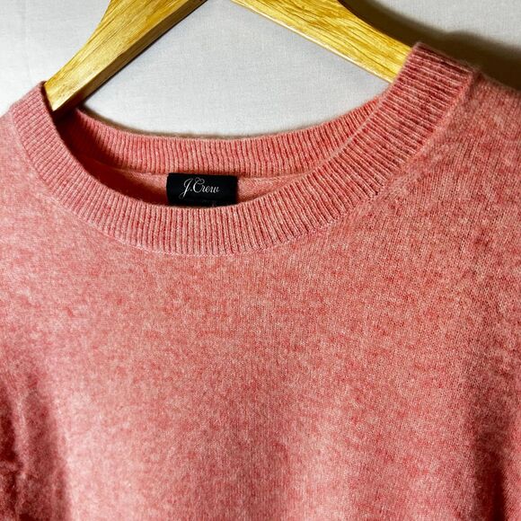 J. Crew Heathered Coral 100% Cashmere Classic-Fit Crewneck Sweater Size M - Picture 3 of 9